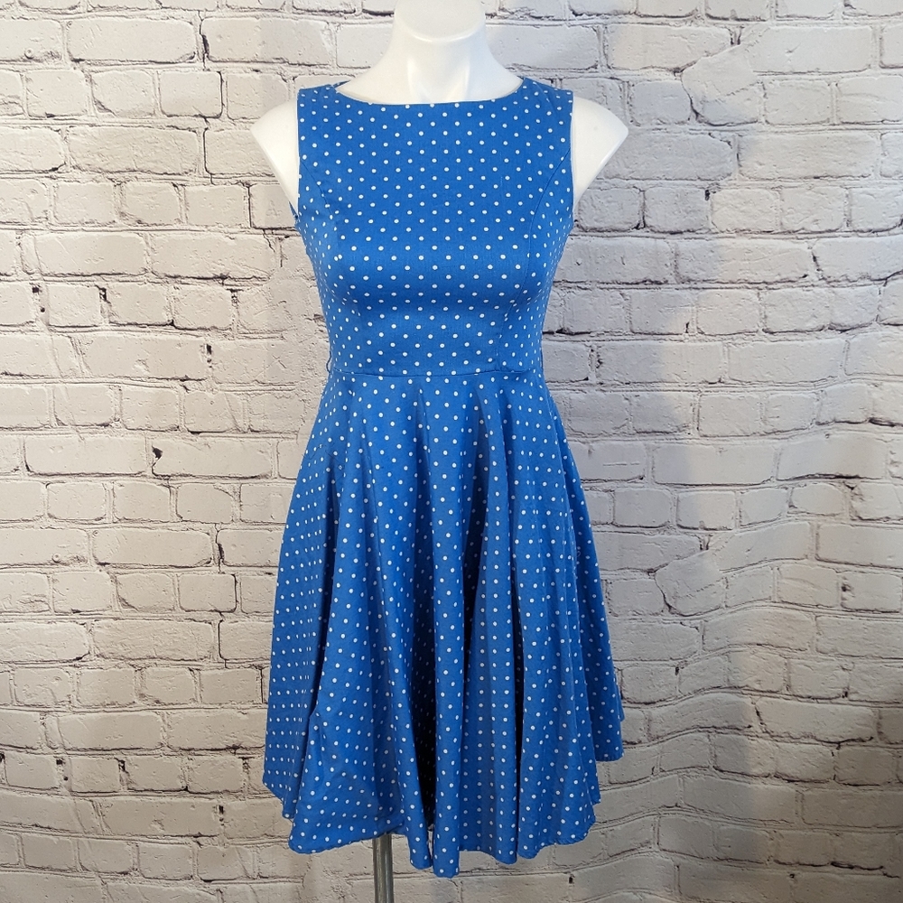 Grace Karin Blue Polkadot Dress
